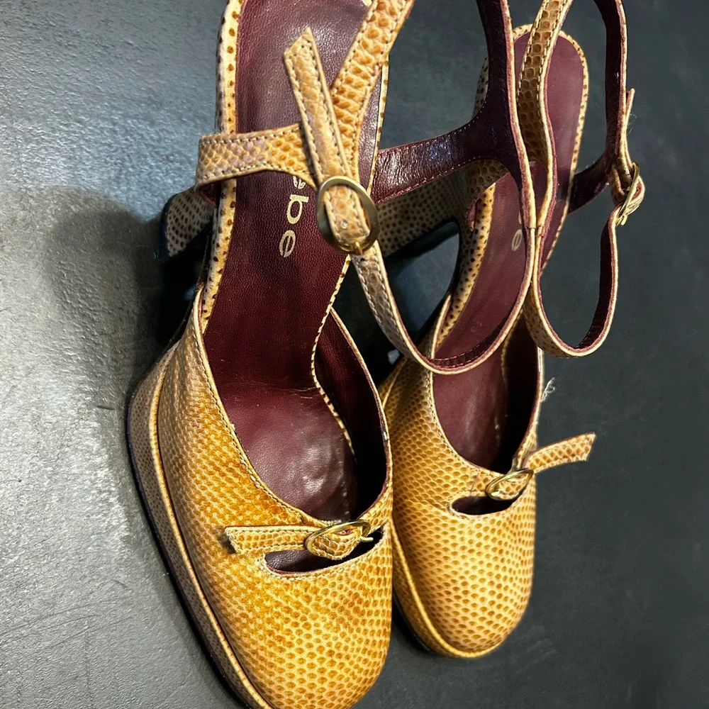 Bebe Brown Textured Women's Heels - Picture 2 of 5